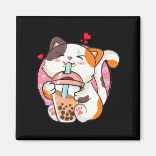 Cat Boba Tea Bubble Tea Anime Kawaii Neko Kids Tee Magnet