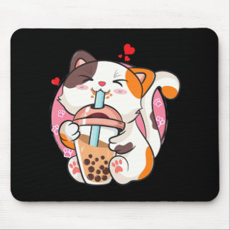 Cat Boba Tea Bubble Tea Anime Kawaii Neko Kids Tee Mouse Mat
