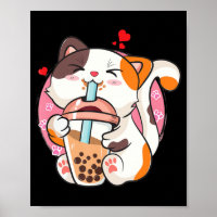 Cat Boba Tea Bubble Tea Anime Kawaii Neko Kids Tee