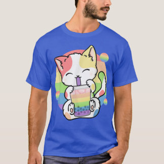 Cat Boba Tea Bubble Tea Anime Kawaii Neko LGBT Kit T-Shirt