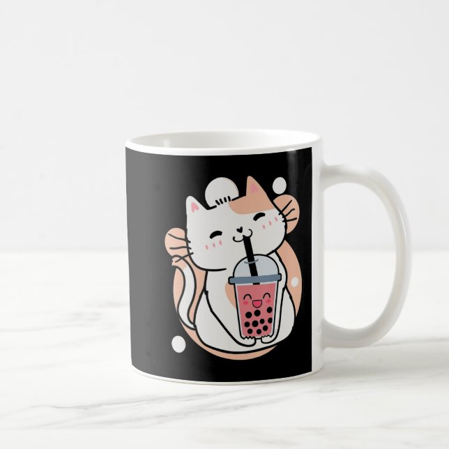 Cat Boba Tea Bubble Tea Anime Kawaii Neko Milktea  Coffee Mug (Right)
