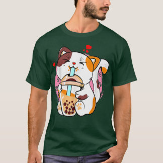 Cat Boba Tea Bubble Tea Anime Kawaii Neko Milktea  T-Shirt