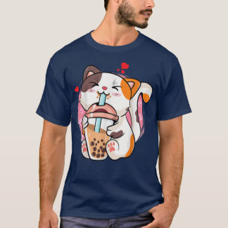 Cat Boba Tea Bubble Tea Anime Kawaii Neko  T-Shirt