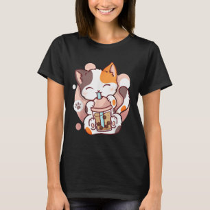 Cat Boba Tea Bubble Tea Anime Kawaii Neko  T-Shirt