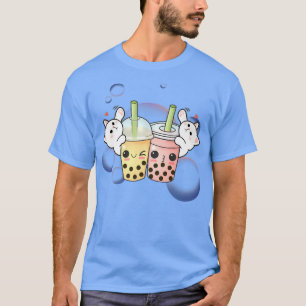 Cat Boba Tea Bubble Tea Cute Kawaii Anime White Ki T-Shirt
