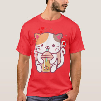 Cat Boba Tea Bubble Tea Kawaii Anime Japanese Gift T-Shirt
