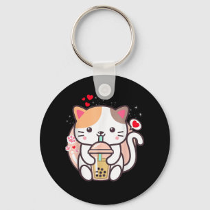 Cat Boba Tea Bubble Tea Kawaii Anime Japanese Neko Key Ring