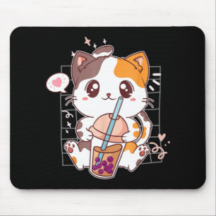 Cat Boba Tea Bubble Tea Kawaii Anime Japanese Neko Mouse Mat