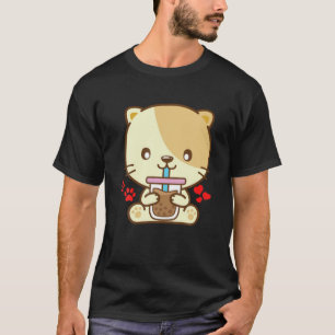 Cat Boba Tea Bubble Tea Kawaii Anime Japanese Neko T-Shirt