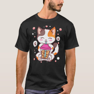 Cat Boba Tea Bubble Tea Kawaii Anime Japanese Neko T-Shirt