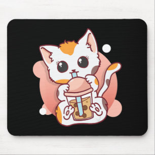 Cat Boba Tea Bubble Tea Kawaii Anime Neko for Girl Mouse Mat