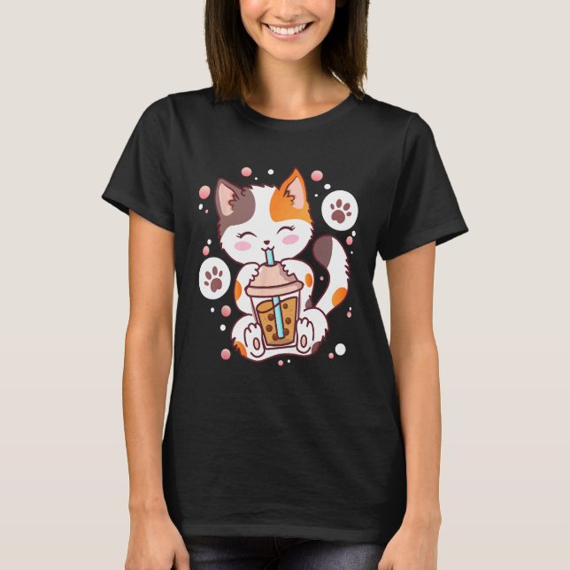 Cat Boba Tea Bubble Tea   Neko T-Shirt (Front)