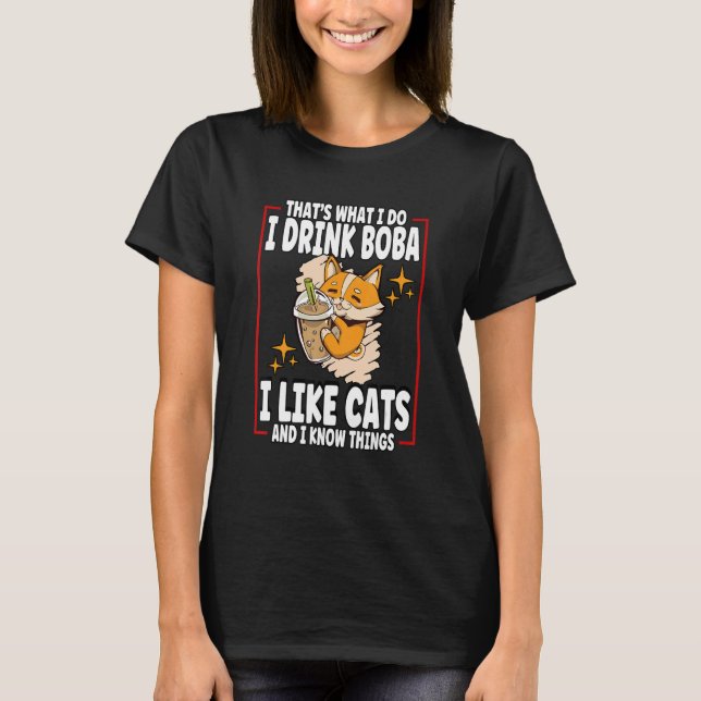 Cat Boba Tea Bubble Tea T-Shirt (Front)