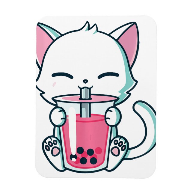 Cat Boba Tea Refrigerator Magnet  (Vertical)