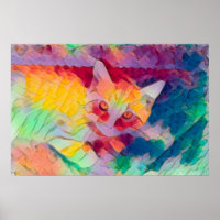 Cat Boho Yellow Colourful Hippie Pop Art
