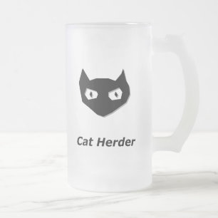 Cat Boo Cat Herder Frosted Glass Beer Mug