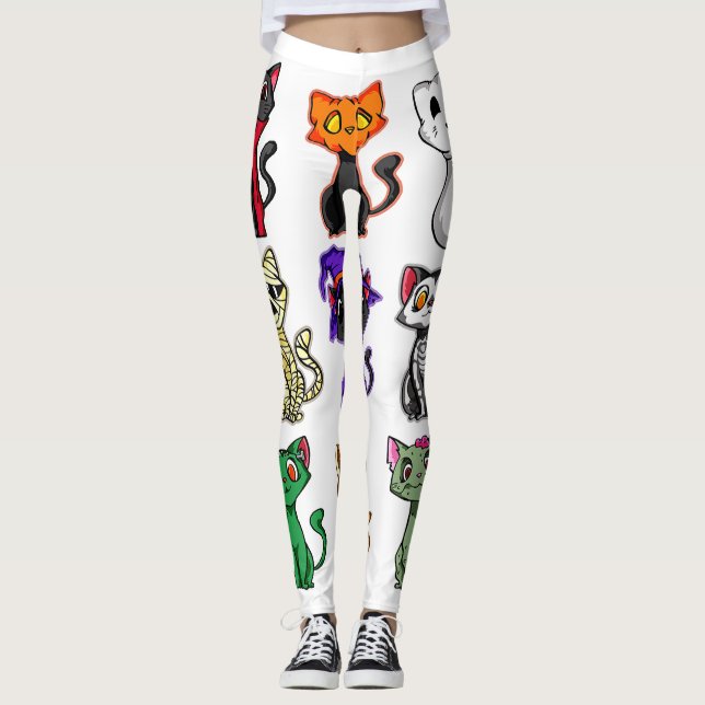 Cat Boo Halloween Leggings (Front)