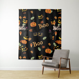 Cat Boo Halloween Tapestry