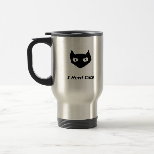 Cat Boo I Herd Cats Travel Mug (Left)