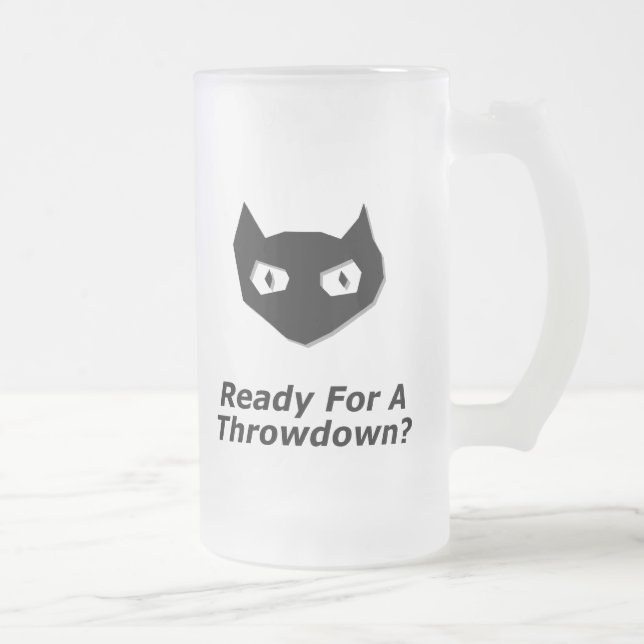 Cat Boo Ready For A Throwdown Frosted Glass Beer Mug (Right)