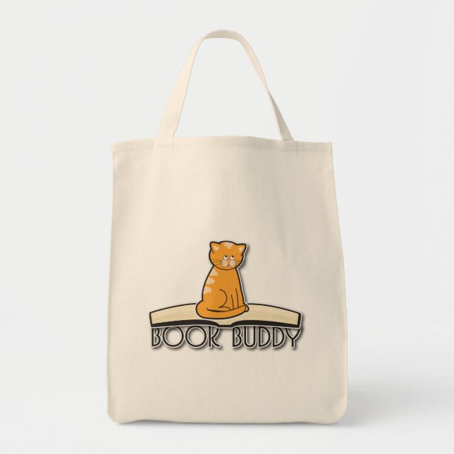Cat Book Buddy Tote Bag (Front)