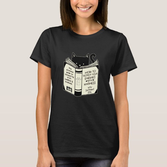 Cat Book by Kitty Softpaws,Funny Creative Cat Love T-Shirt (Front)