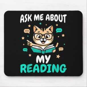 Cat book lover - teacher reading - men women kids mouse mat