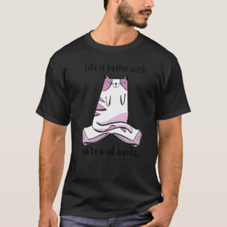 Cat Book Women  With Cats And Books T-Shirt