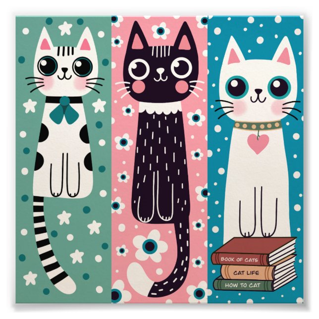 Cat Bookmark Doodle Drawings Photo Print (Front)