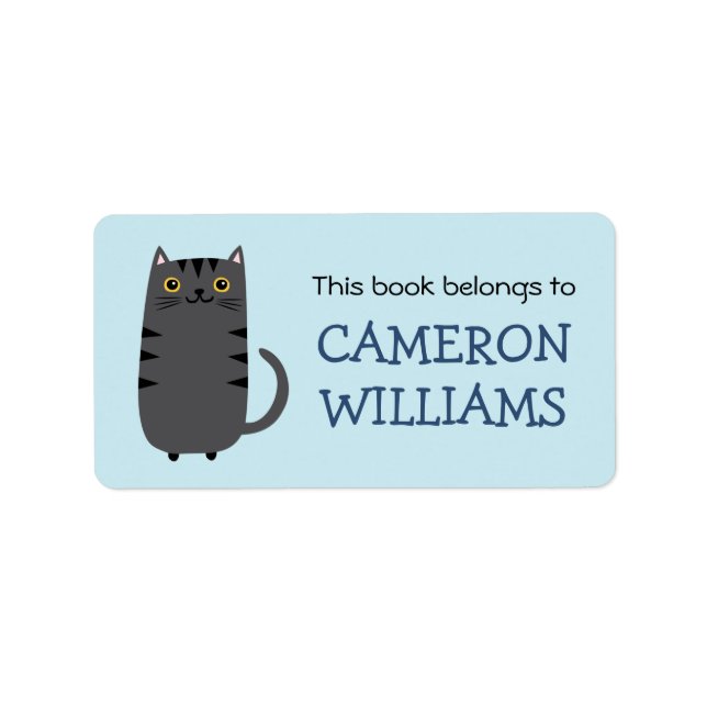 Cat bookplate book label (Front)
