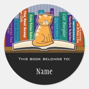 Cat Bookplate Sticker