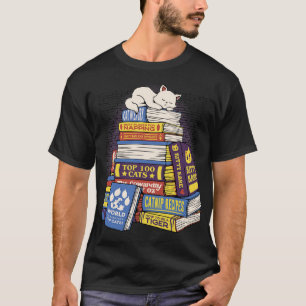 Cat Books Feline Library by Tobe Fonseca T-Shirt