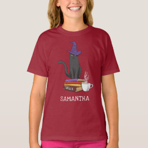 Cat Books Potion and Spells Halloween Personalised T-Shirt