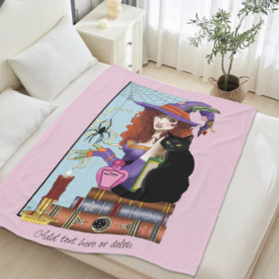 Cat Books Witch Potions Fleece Blanket