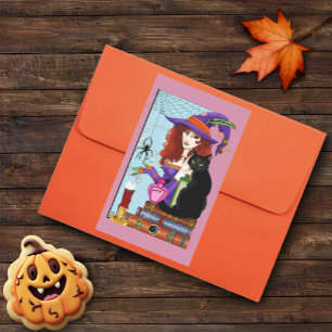 Cat Books Witch Potions Rectangular Sticker