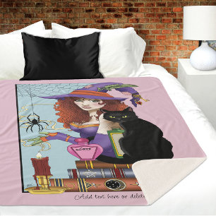 Cat Books Witch Potions Sherpa Blanket
