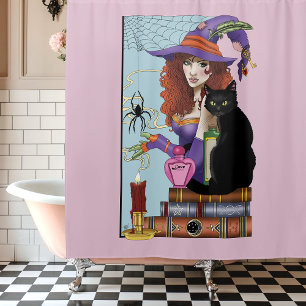 Cat Books Witch Potions Shower Curtain