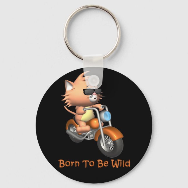 Cat - Born To Be Wild Key Ring (Front)