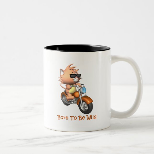 Cat - Born To Be Wild Two-Tone Coffee Mug (Right)