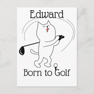 Cat Born to Golf Postcard