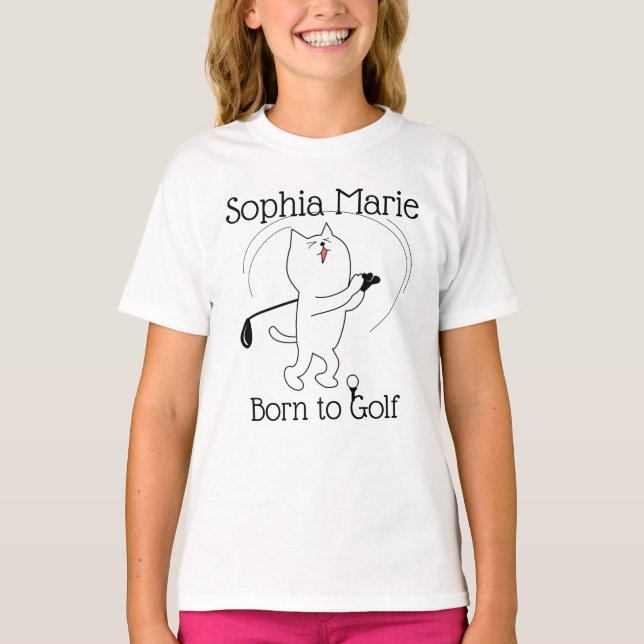 Cat Born to Golf T-Shirt (Front)