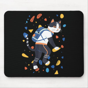 Cat Bouldering Rock Climbing Funny Colorful Climbe Mouse Mat