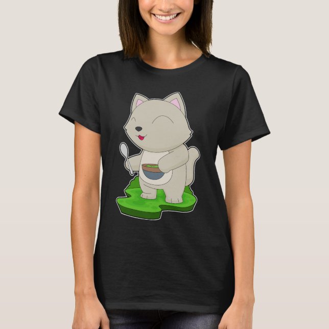 Cat Bowl Food T-Shirt (Front)