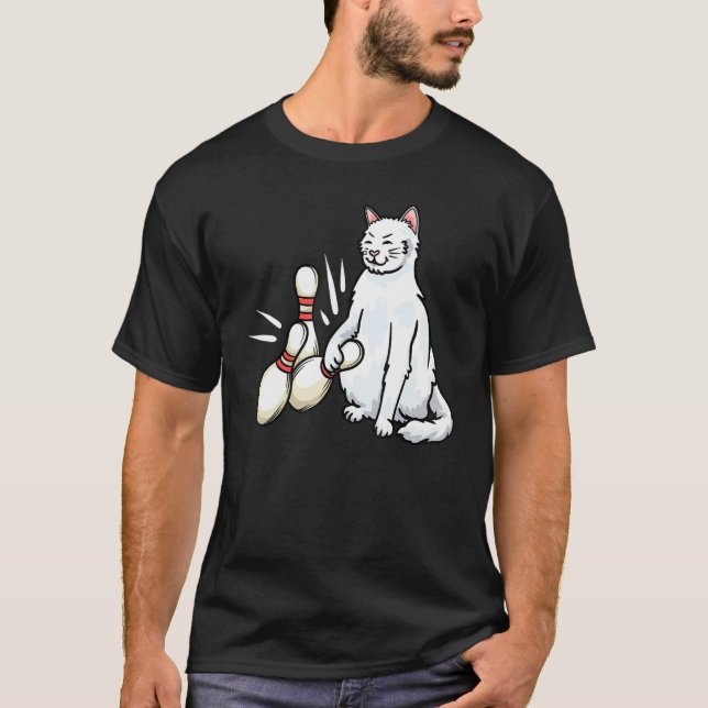 Cat   Bowler Tee Tenpin Bowling (Front)