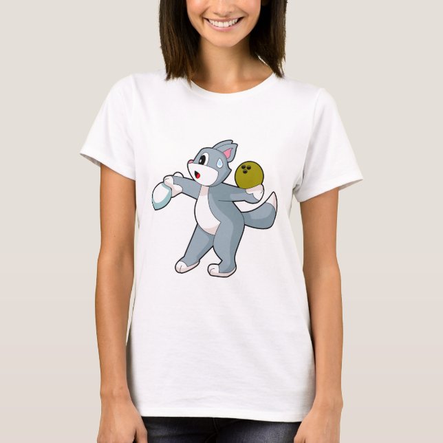 Cat Bowling Bowling ball Bowling pin T-Shirt (Front)
