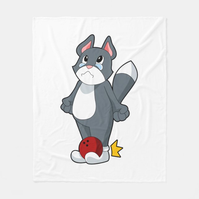 Cat Bowling Bowling ball Fleece Blanket (Front)
