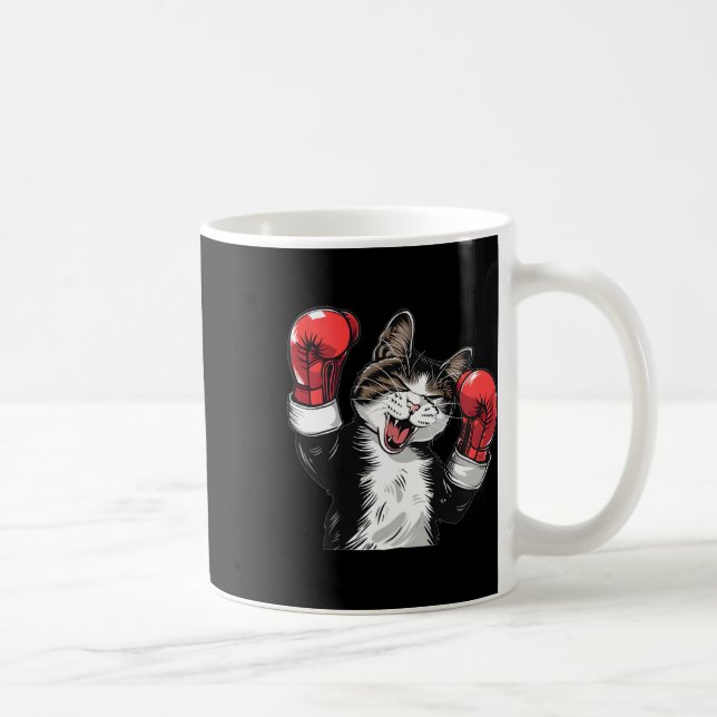 Cat Boxing Champion Funny Cute Kitten Fighter  Coffee Mug (Right)