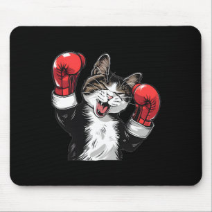 Cat Boxing Champion Funny Cute Kitten Fighter Mouse Mat