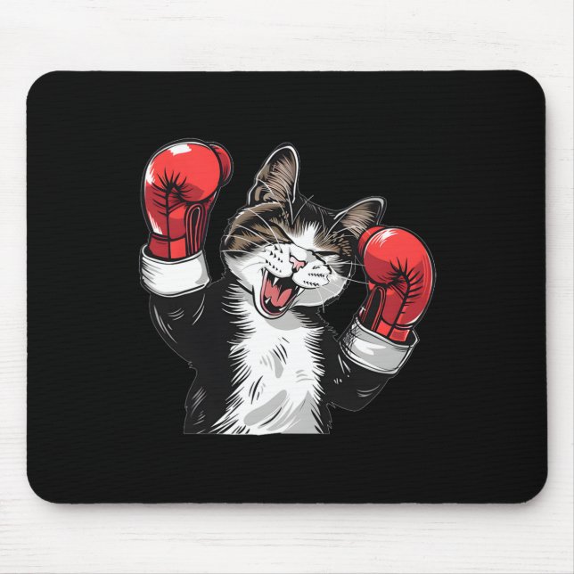 Cat Boxing Champion Funny Cute Kitten Fighter  Mouse Mat (Front)
