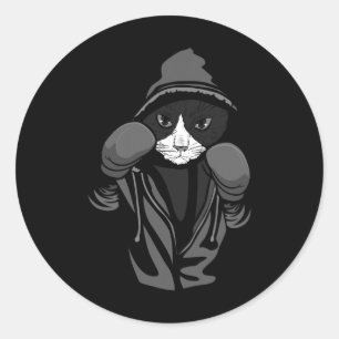 Cat Boxing Creative Animal Lovers Cool Boxer Gift  Classic Round Sticker
